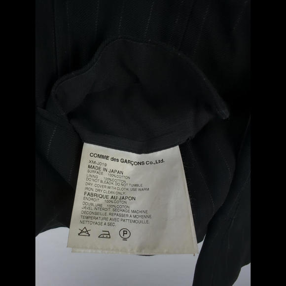 [SOLD] COMME DES GARCONS Sz S Black Gray Cotton Pinstripe Blazer Jacket Japan - Picture 9 of 9